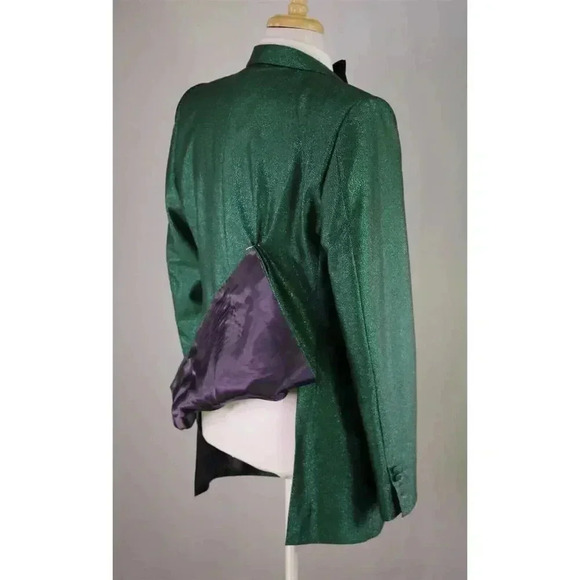 Edward Sexton Savile Row Custom Made for Adam Lambert Green Glitter 3Pc Suit 42L - Picture 10 of 14